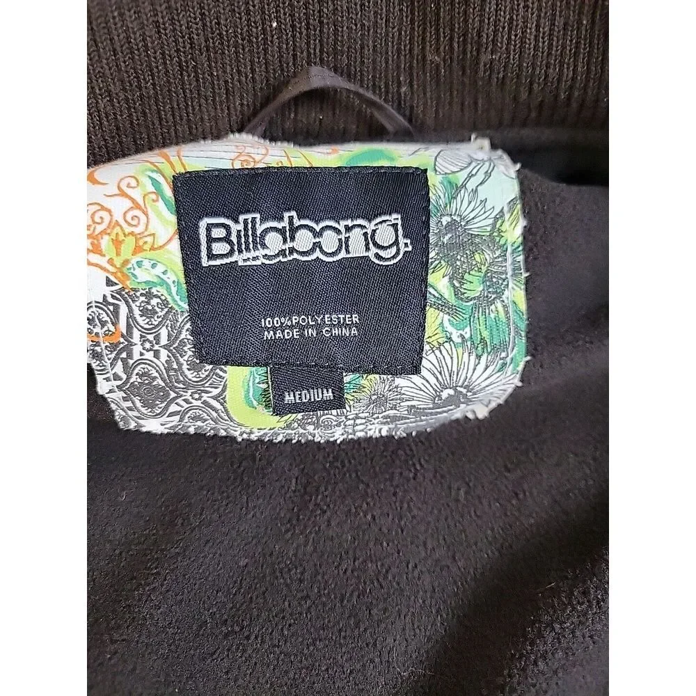 Billabong Mens Jacket Zip Up Coat Size M Brown Plaid Fleece Lined‎